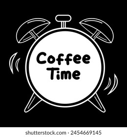 illustration of a clock reminding it's time to drink coffee