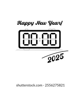 An illustration with a clock showing the beginning of a new year