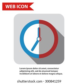 Illustration of clock web icon, vector.
