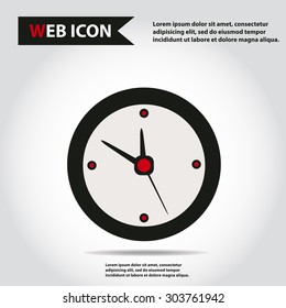 Illustration of clock web icon, vector.