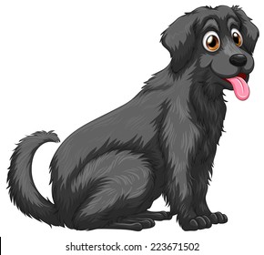 Illustration of a close up black dog