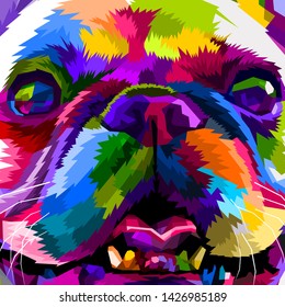 illustration close up of french bulldog face