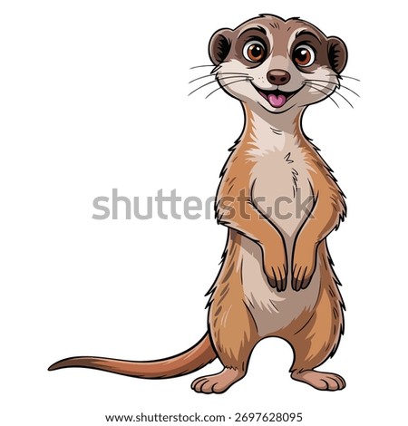 Illustration of close up meerkat vector design isolated on white background perfect for wildlife animal study educational nature conservation or realistic artwork