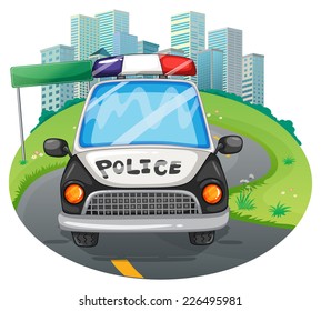 illustration of a close up police car