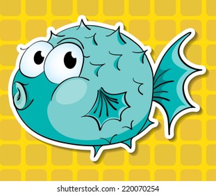 Ilustración de un pez globo acuático