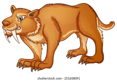 Illustration of a close up sabretoothed cat