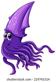 Illustration of a close up squid