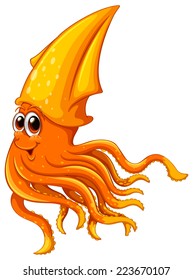 Illustration of a close up squid