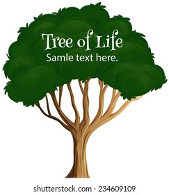 Illustration of a close up tree with text