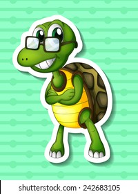 Illustration of a close up turtle with green background