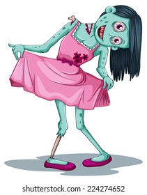 Illustration of a close up zombie