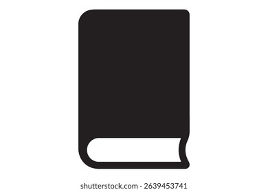 Illustration of a closed book with black cover on white