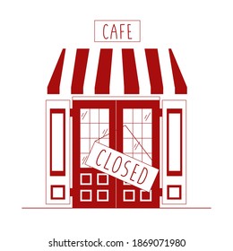 An illustration of a closed cafe. Lockdown restrictions. Life during the pandemic. 