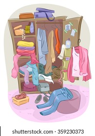 Illustration Of A Closet Overflowing With Clutter