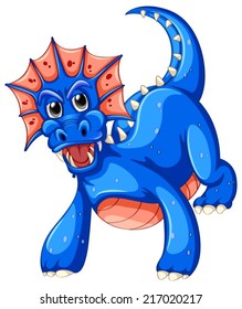 Illustration of a closeup blue dragon