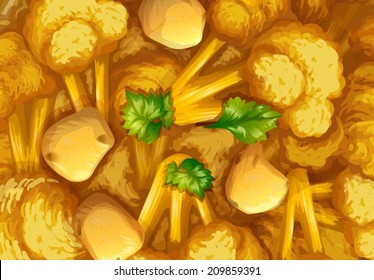 Illustration of a closeup of curry