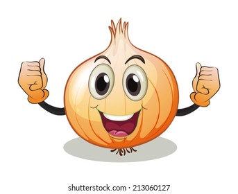 Ilustración de una cebolla de cierre con cara