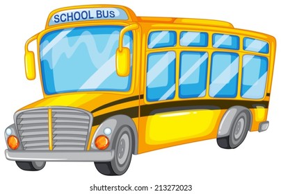 Illustration of a closeup school bus