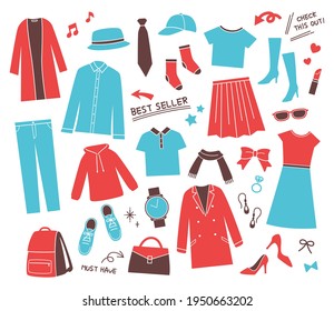 illustration of clothes and belongings