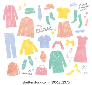 illustration of clothes and belongings