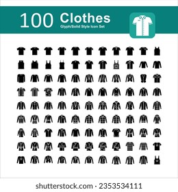 Illustration of Clothes Collection design Glyph Icon. Clothes Solid Icon Pack. Set of Clothes Glyph Icon