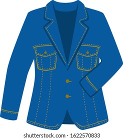 Illustration of clothes. Illustration of denim fabric jacket.