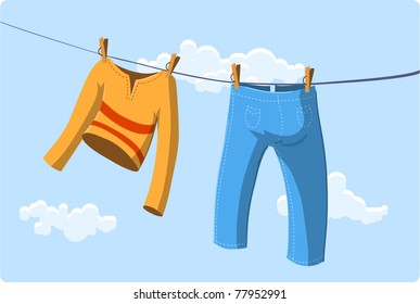 Illustration Clothes Drying Stock Vector (Royalty Free) 77952991 ...