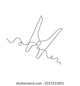 illustration of clothespin one continuous line art. line, simple, hand drawn and sketch style. for icon, symbol, sign or logo