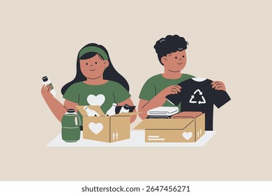 Illustration of Clothing and Food Donations