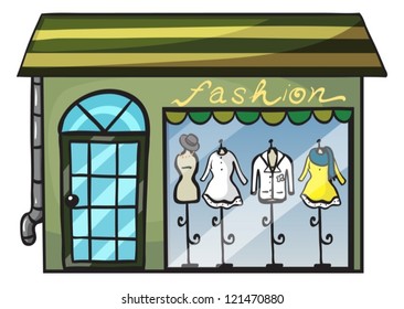 illustration of a clothing store on a white background