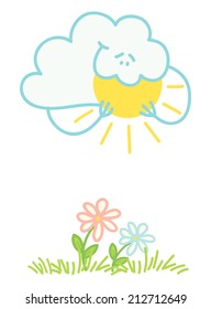 Illustration of a cloud absorbs the sun