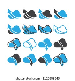 Illustration of cloud and arrow logo design template
