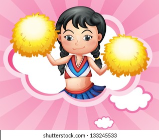 Illustration of a cloud with a cheerleader