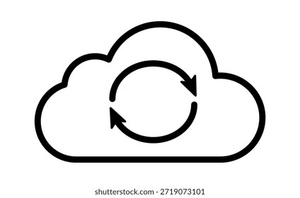 Ilustração de uma nuvem com uma seta circular, simbolizando sincronização de dados e armazenamento em nuvem.