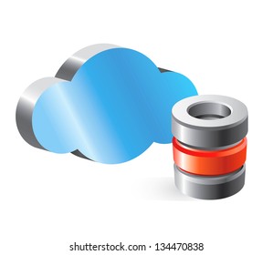 Illustration - Cloud computing and Database. Illustration on white