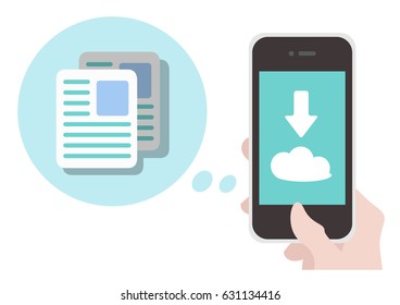 Illustration :Cloud and download