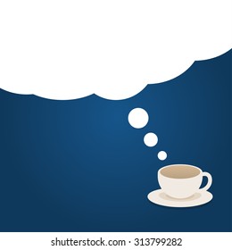Illustration with cloud dreams Coffee time 