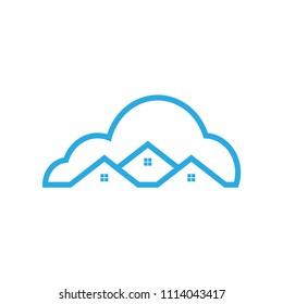 Illustration of cloud house logo icon template vector
