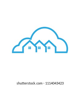 Illustration of cloud house logo icon template vector