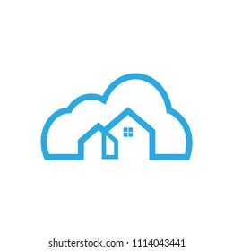 Illustration of cloud house logo icon template vector