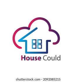 Illustration of Cloud and house vector logo template