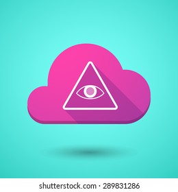 Illustration of a cloud icon with an all seeing eye