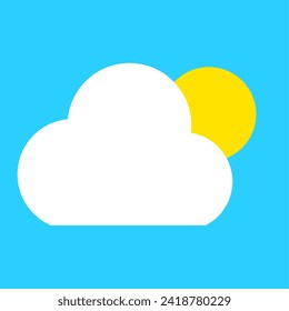 illustration of a cloud icon depicting sunny weather accompanied by the sun, vector graphic
