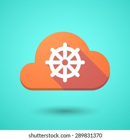 Illustration of a cloud icon with a dharma chakra sign