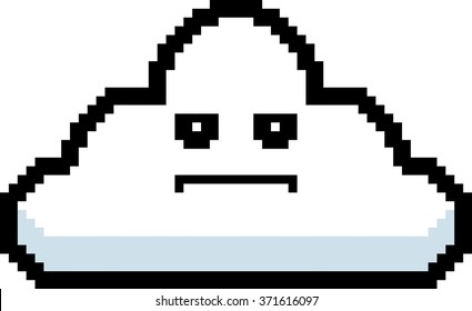 An illustration of a cloud looking serious in an 8-bit cartoon style.
