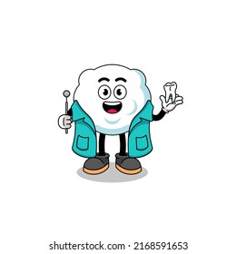 Illustration of cloud mascot as a dentist , character design