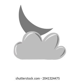 Illustration of cloud and moon perfect for icon, symbol, element, print materials and ect.