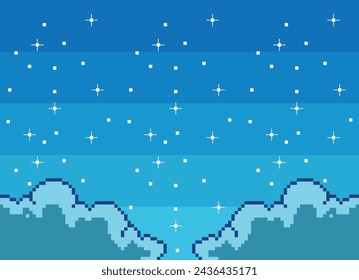 The Illustration of Cloud Night Pixel Background