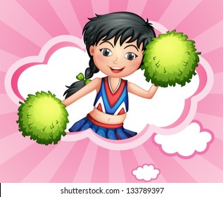 Illustration of a cloud with a pretty cheerdancer