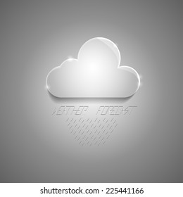 illustration with cloud and rain drops on a gray background